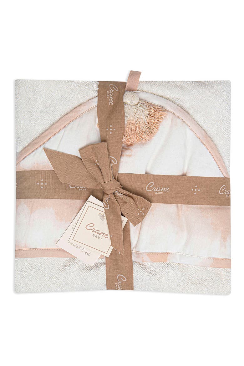 Hooded Cotton Baby Towel, Alternate, color, PINK/ WHITE