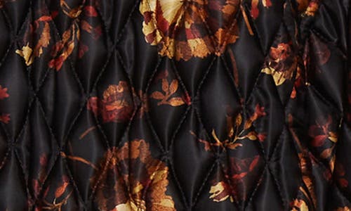 Burberry Floral Quilted Nylon Jacket With Corduroy Collar In Black