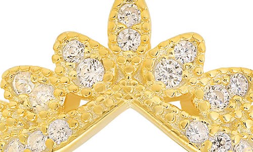 Queen Jewels Vintage Floral 'v' Cubic Zirconia Ring In Gold