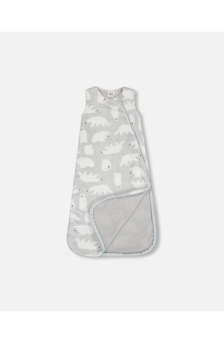 Deux par Deux Baby Boy's Printed Plush Sleep Sack Gray With Polar Bears, Alternate, color, 