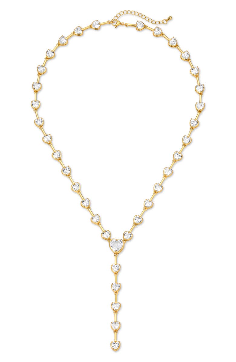EYE CANDY LOS ANGELES Princess Cubic Zirconia Heart Lariat Necklace, Main, color, Gold