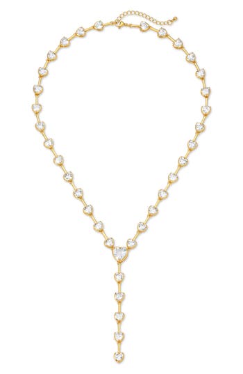 Eye Candy Los Angeles Princess Cubic Zirconia Heart Lariat Necklace In Gold