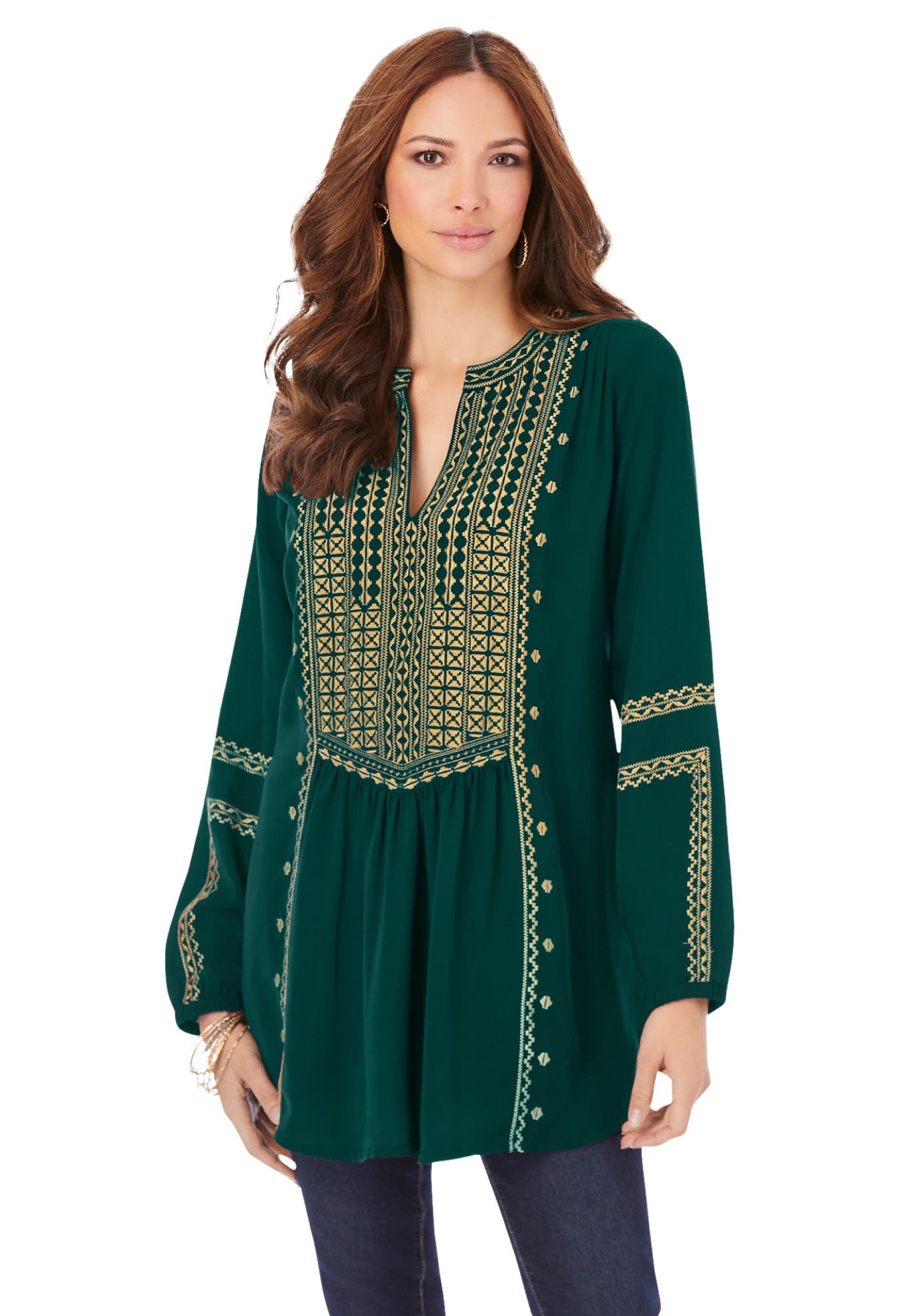 Roaman's Embroidered Boho Tunic (plus) (Women) | Nordstrom
