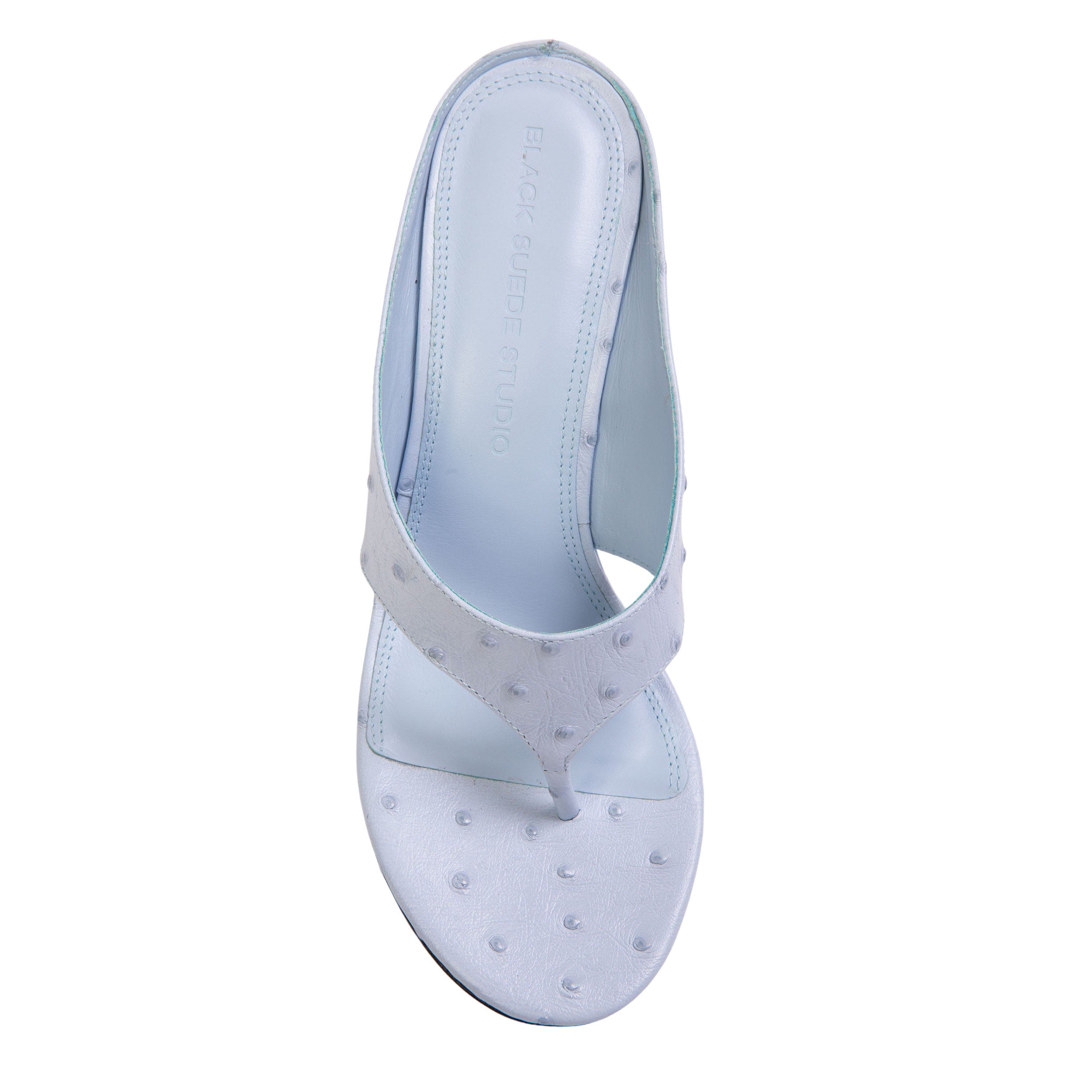 BLACK SUEDE STUDIO Mac 70 Wedge, Alternate, color, Sky Ostrich Leather