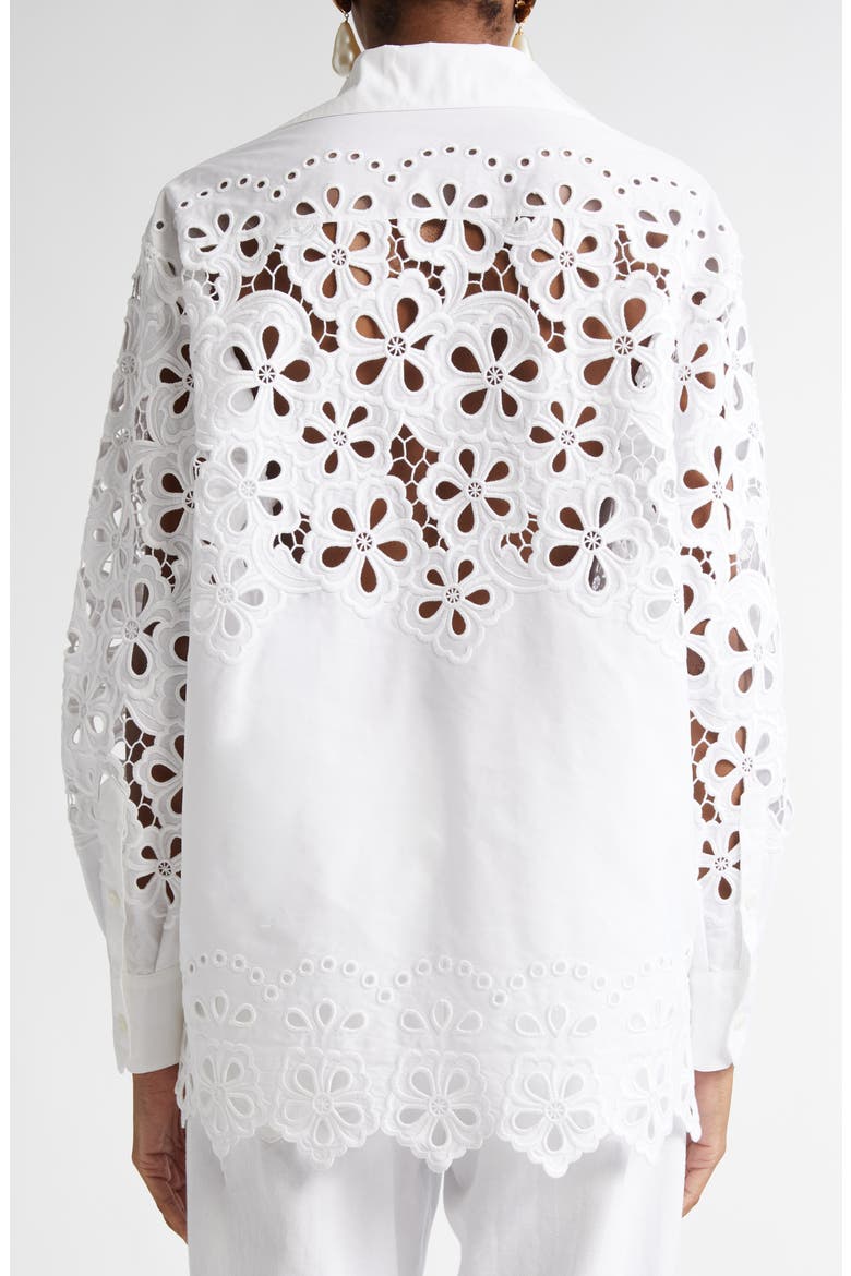 Oversize Eyelet Button-Up Shirt, Alternate, color, W0800 BIANCO OTTICO