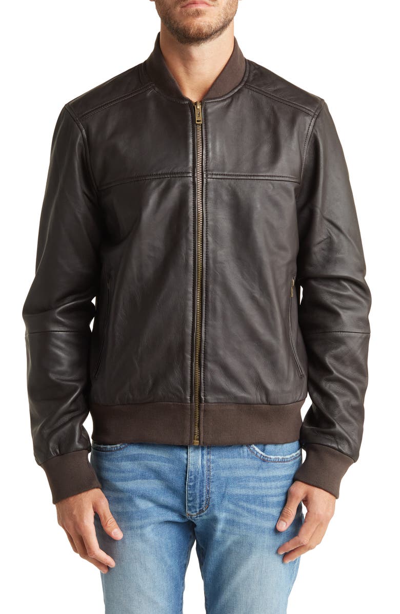 Rodd & Gunn Clova Bay Leather Jacket, Alternate, color, Chocolate