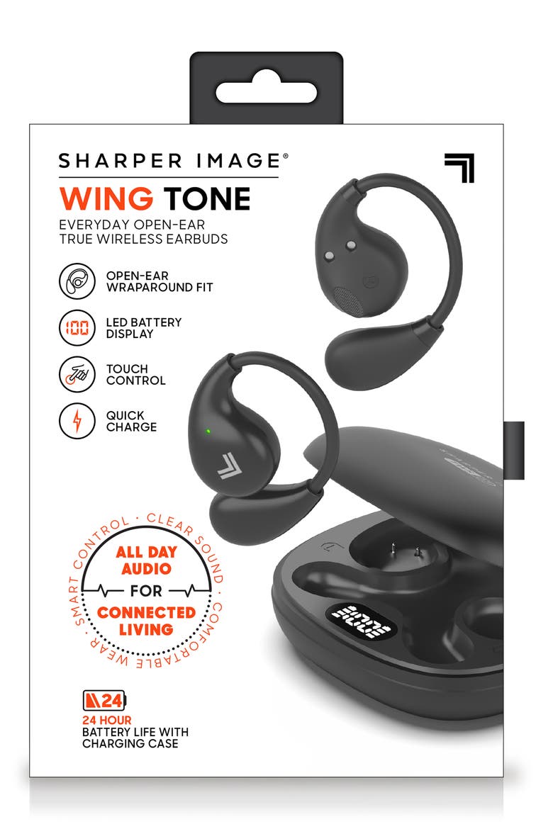 Wing Tone Open Ear Wraparound True Wireless Earbuds, Alternate, color, BLACK