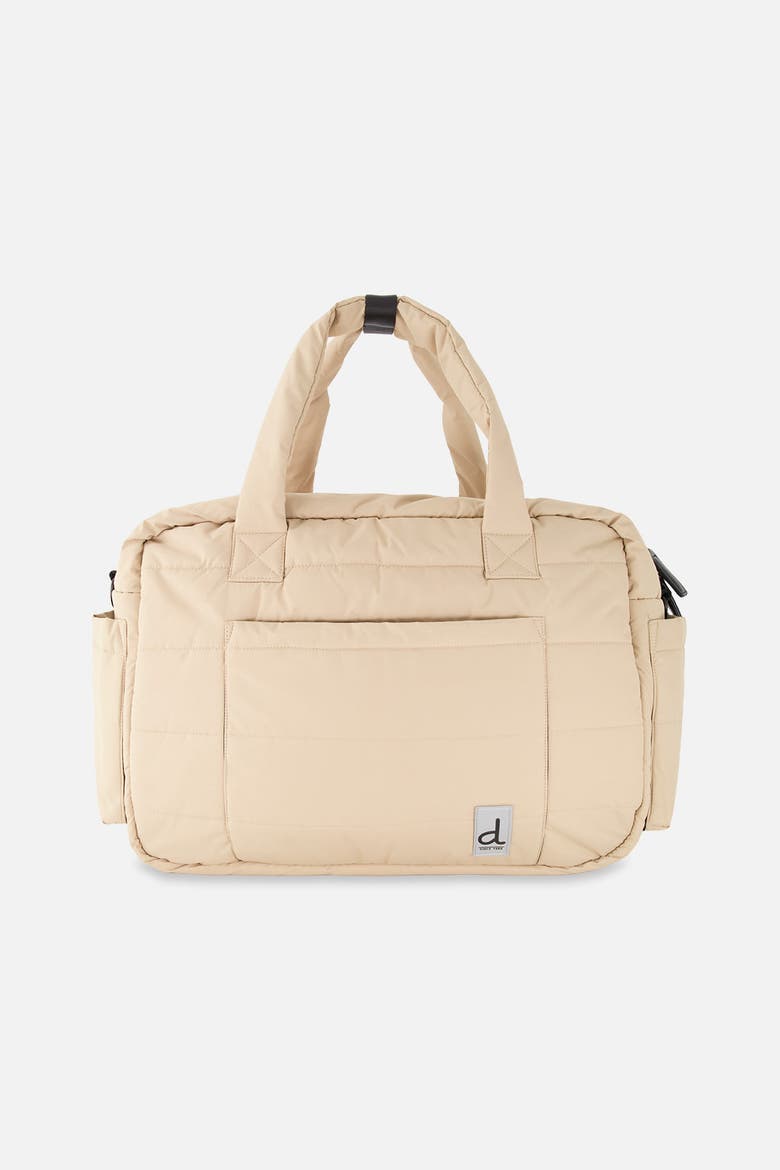 Water-Repellent 7-Compartment Diaper Bag with Changing Mat, Main, color, Beige