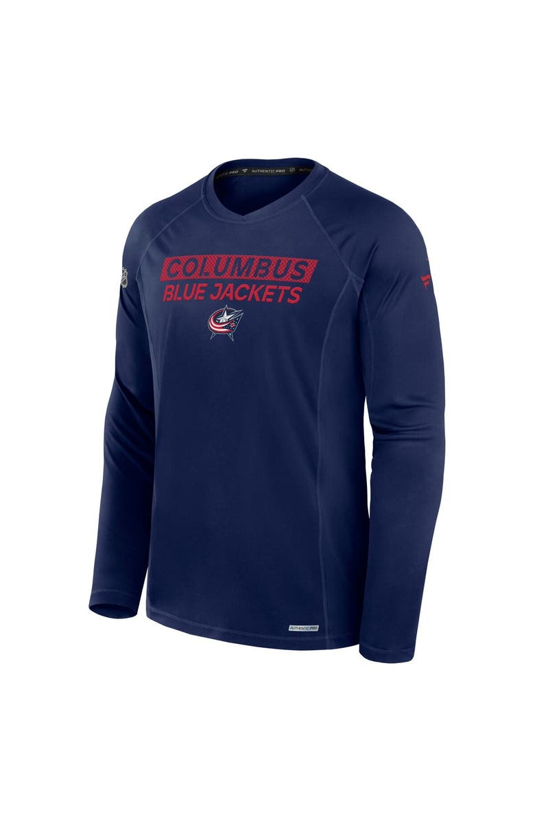 FANATICS Men's Fanatics Navy Columbus Blue Jackets Authentic Pro Rink Tech Long Sleeve T-Shirt, Alternate, color, Navy