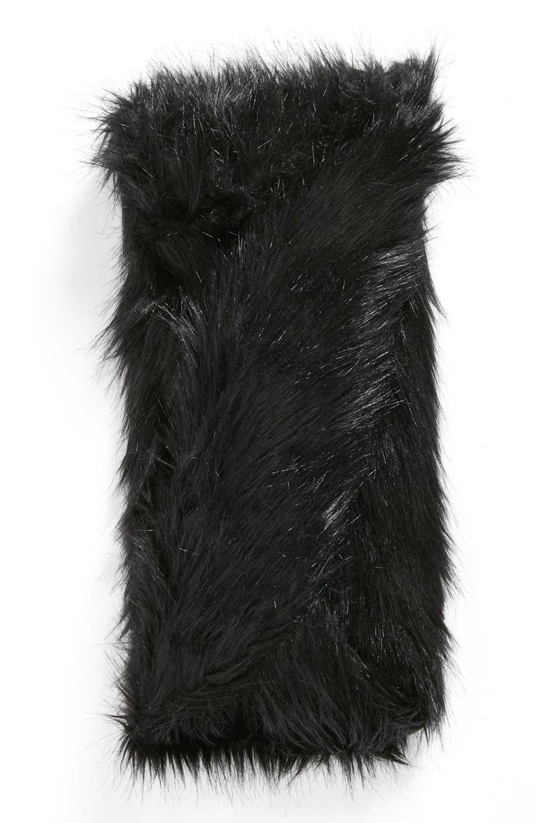 Faux Fur Infinity Scarf, Alternate, color, BLACK