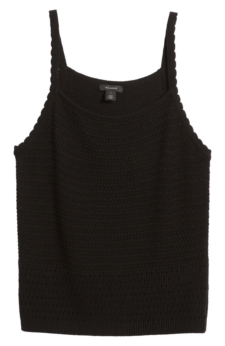 Halogen<sup>®</sup> Textured Scallop Trim Sweater Tank, Alternate, color, Rich Black