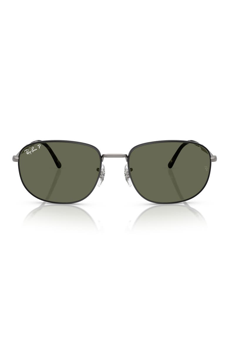 60mm Pillow Polarized Sunglasses, Main, color, GUNMETAL