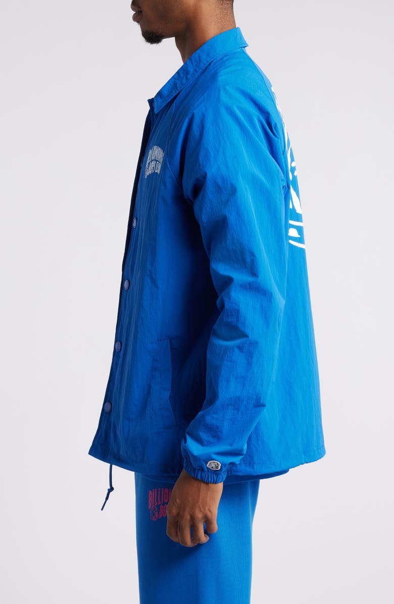 Billionaire Boys Club Nylon Snap-Up Coach's Jacket, Alternate, color, Olympian Blue