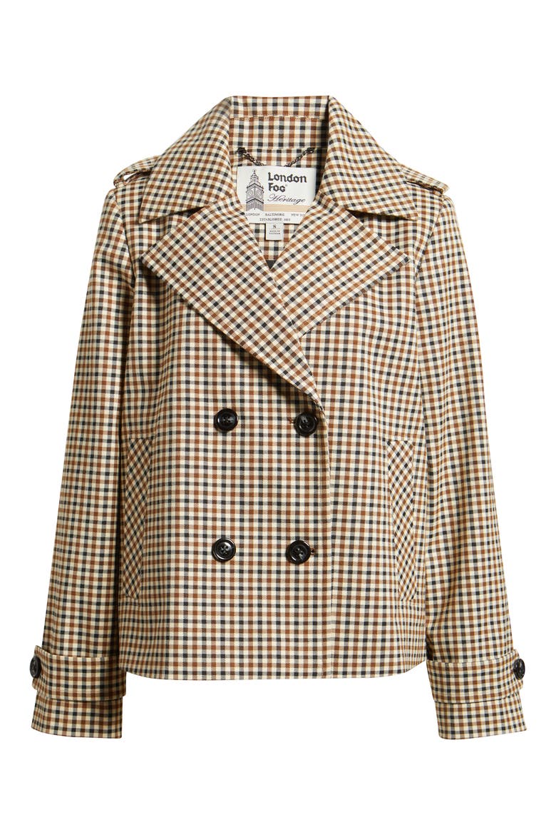 Water Resistant Double Breasted Short Trench Coat, Alternate, color, CHECK