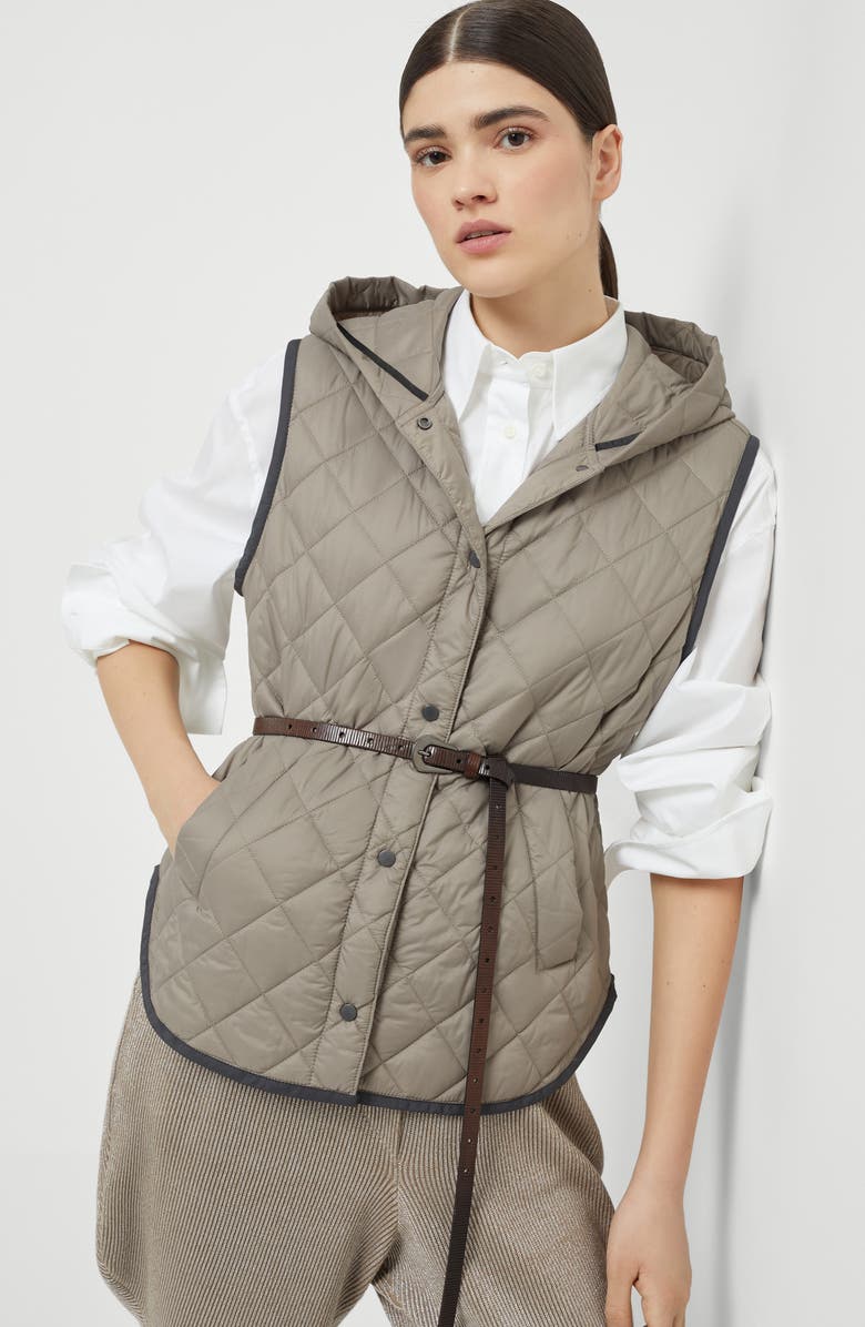 Brunello Cucinelli Quilted vest, Alternate, color, Light Brown