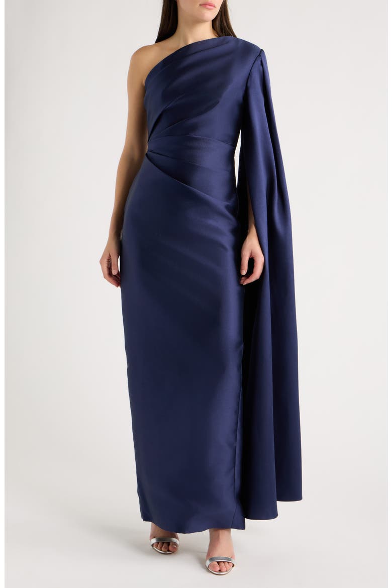 Veya One-Shoulder Gown, Main, color, NAVY
