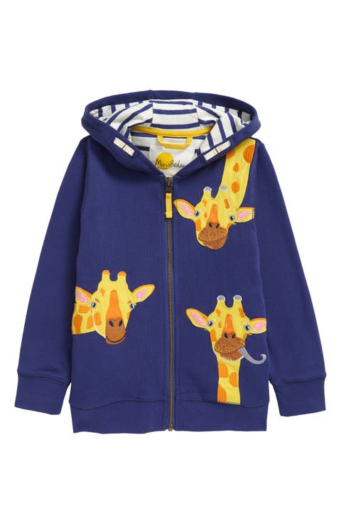 Kids' Giraffe Appliqué Zip-Up Hoodie