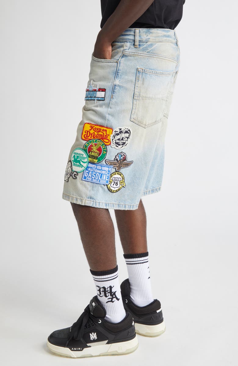 AMIRI Station Patch Denim Shorts, Alternate, color, Perfect Antique Indigo