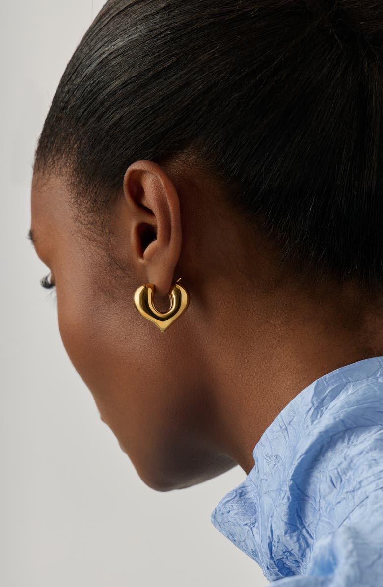 Missoma Medium Molten Heart Hoop Earrings, Alternate, color, Gold