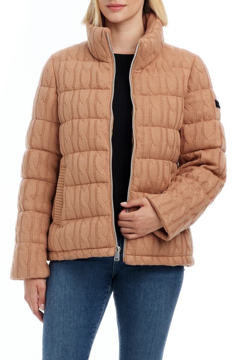 Sanctuary Cable Knit Quilted Puffer Jacket, Alternate, color, 