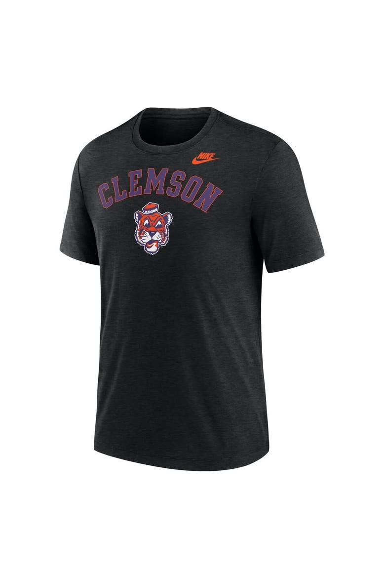 Men's Nike Heather Black Clemson Tigers Legacy Arch Tri-Blend T-Shirt, Alternate, color, Heather Black
