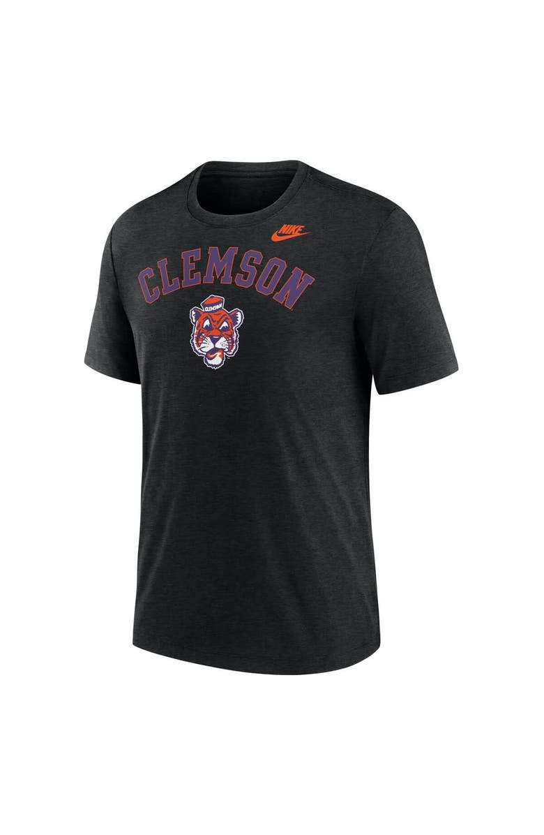 Nike Men's Nike Heather Black Clemson Tigers Legacy Arch Tri-Blend T-Shirt, Alternate, color,