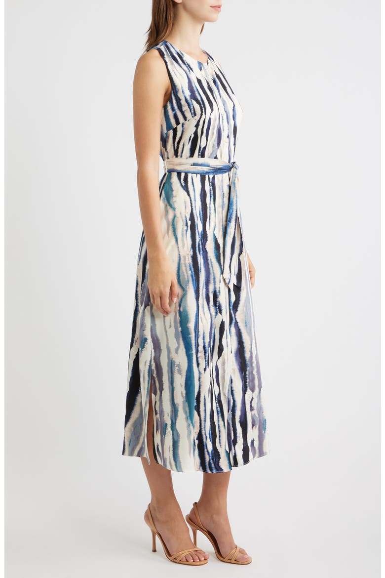 Tie Dye Stripe Sleeveless Dress, Alternate, color, WHISPER WHITE/ WASHED INDIGO