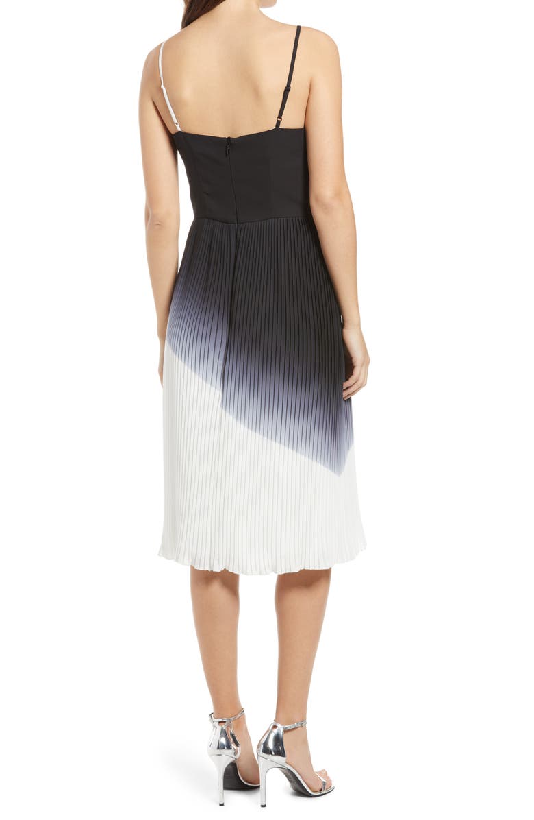Chi Chi London Almie Colorblock Pleated Slipdress, Alternate, color, Monochrome