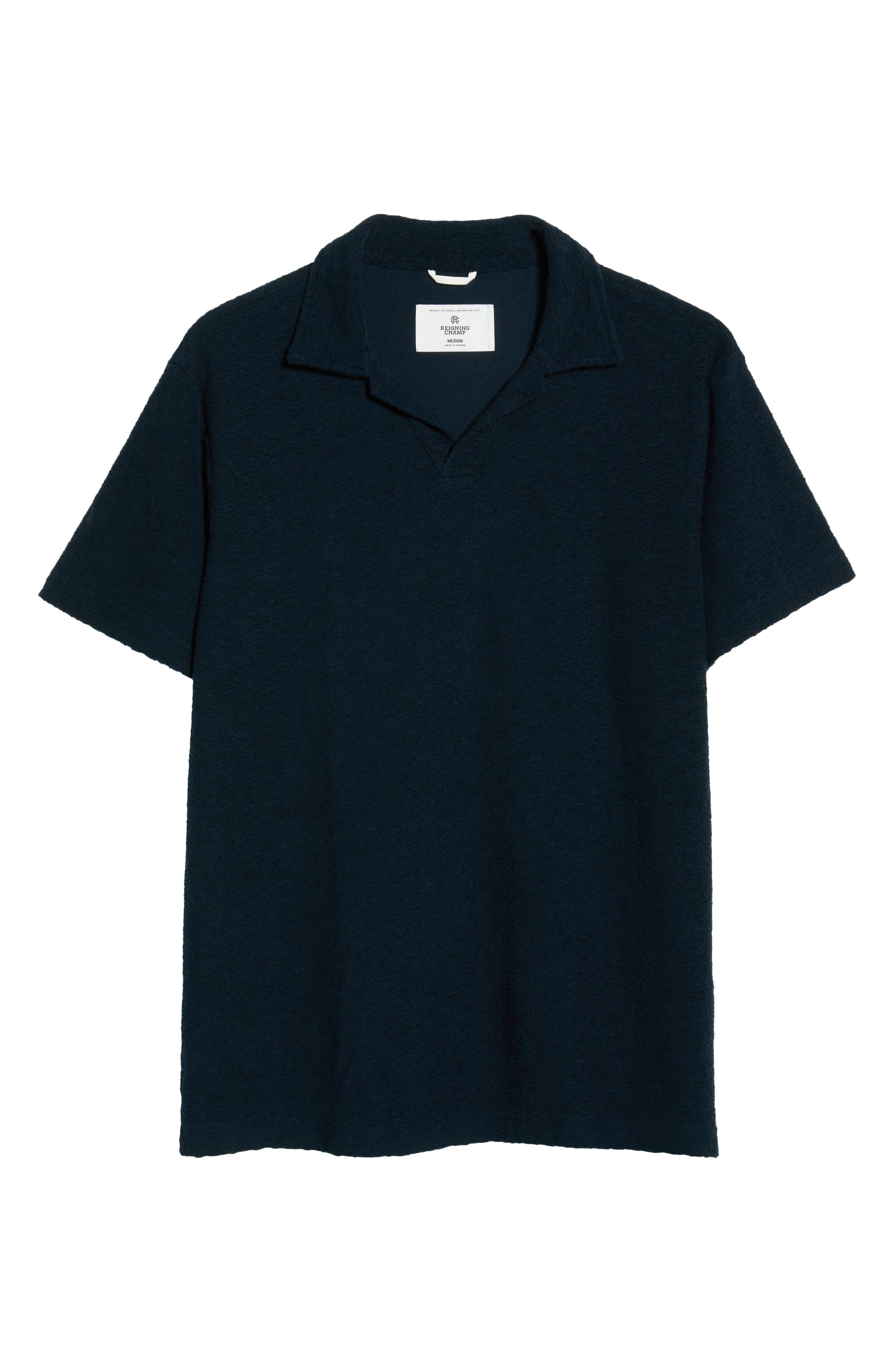 Reigning Champ Johnny Collar Cotton Terry Cloth Polo In Blue