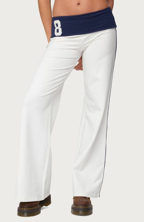 Contrast 8 Foldover Wide Leg Pants