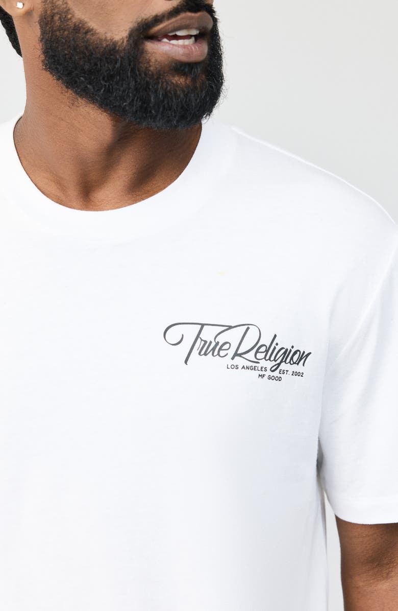 True Religion Ribbon Sketch Logo Graphic T-Shirt, Alternate, color, Optic White