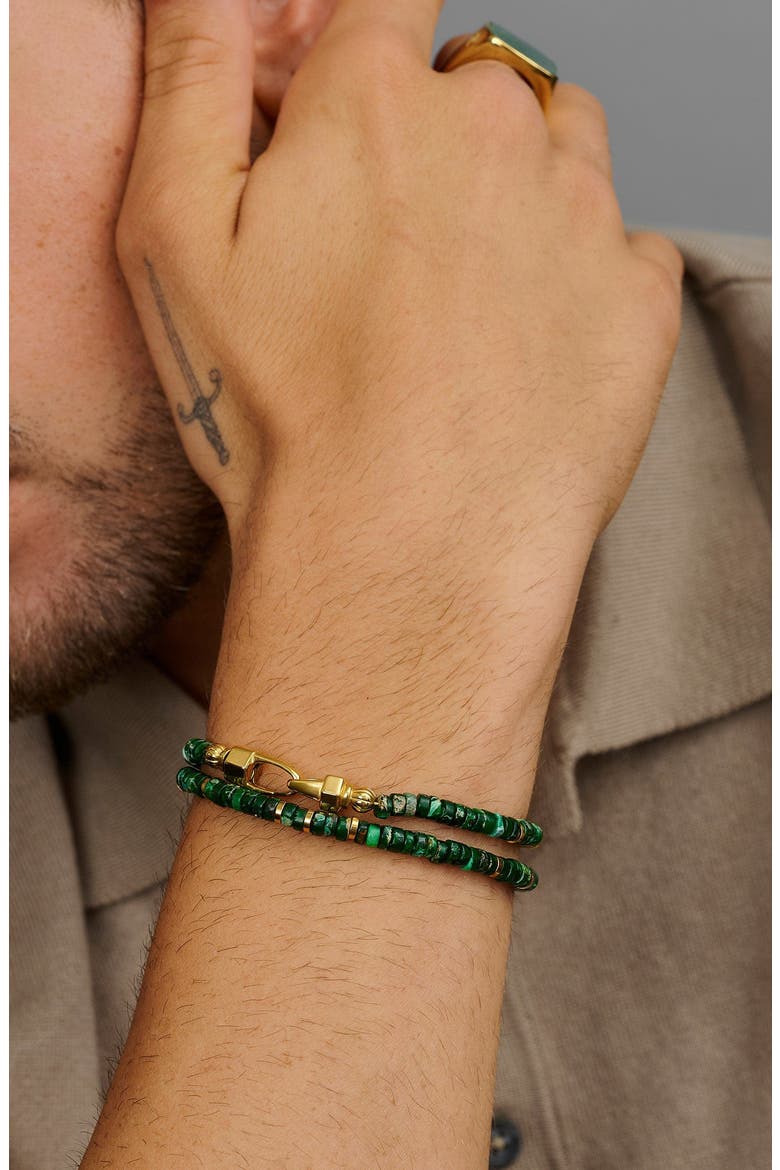 Malachite Heishi Wrap Bracelet, Alternate, color, Dark Green Malachite