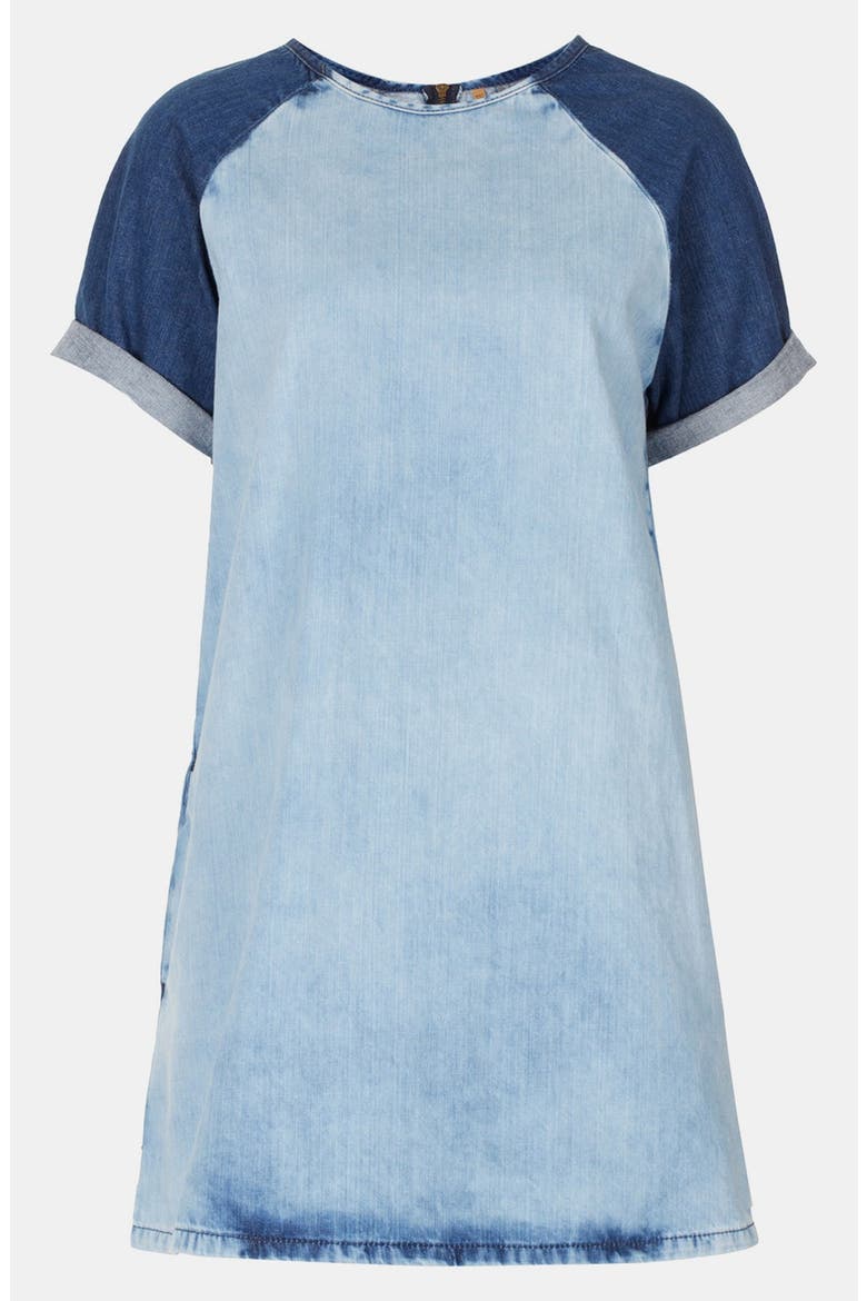 Contrast Sleeve Denim Dress, Alternate, color, LIGHT DENIM