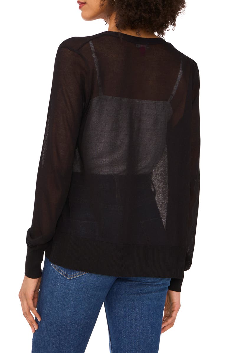 Vince Camuto Tissue Knit Cardigan, Alternate, color, Rich Black
