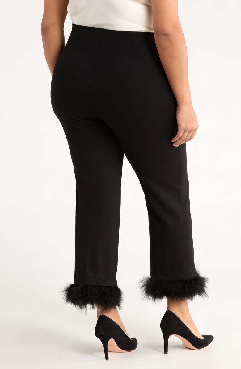Anne Klein Crop Feather Trim Pull-On Pants, Alternate, color,