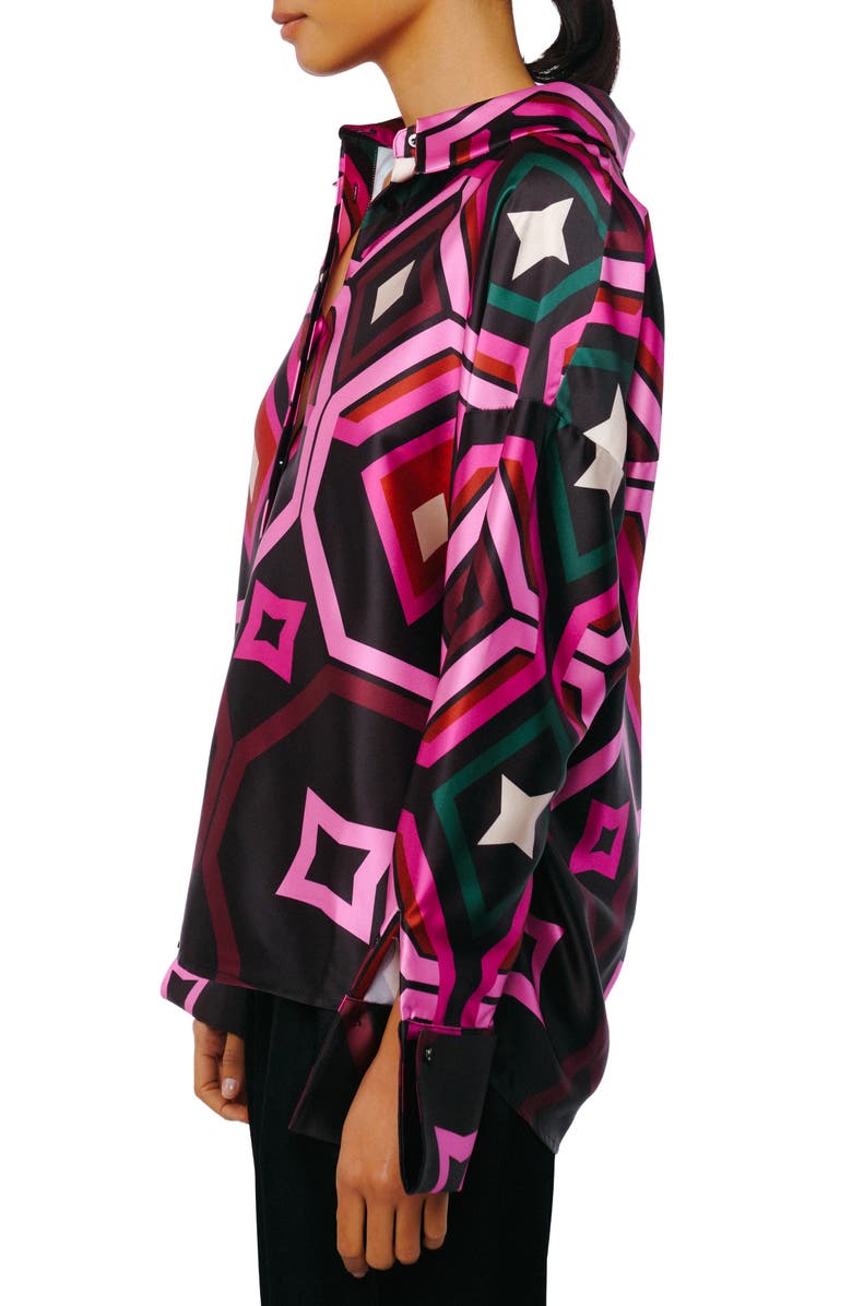 CIEBON Lariza Printed Button-Up Shirt, Alternate, color, Black Multi