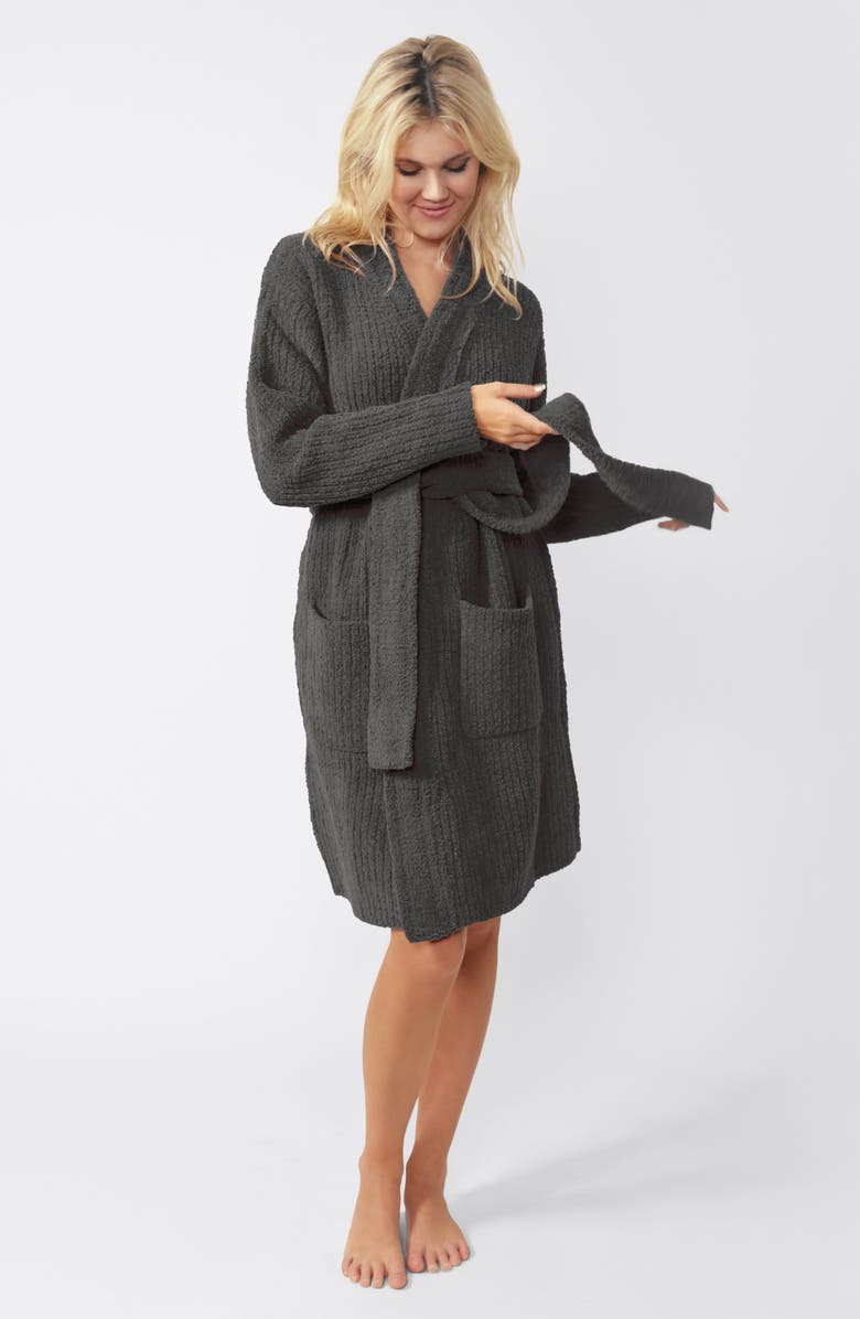 Sunday Citizen Snug Rib Cardigan Robe, Alternate, color, Granite