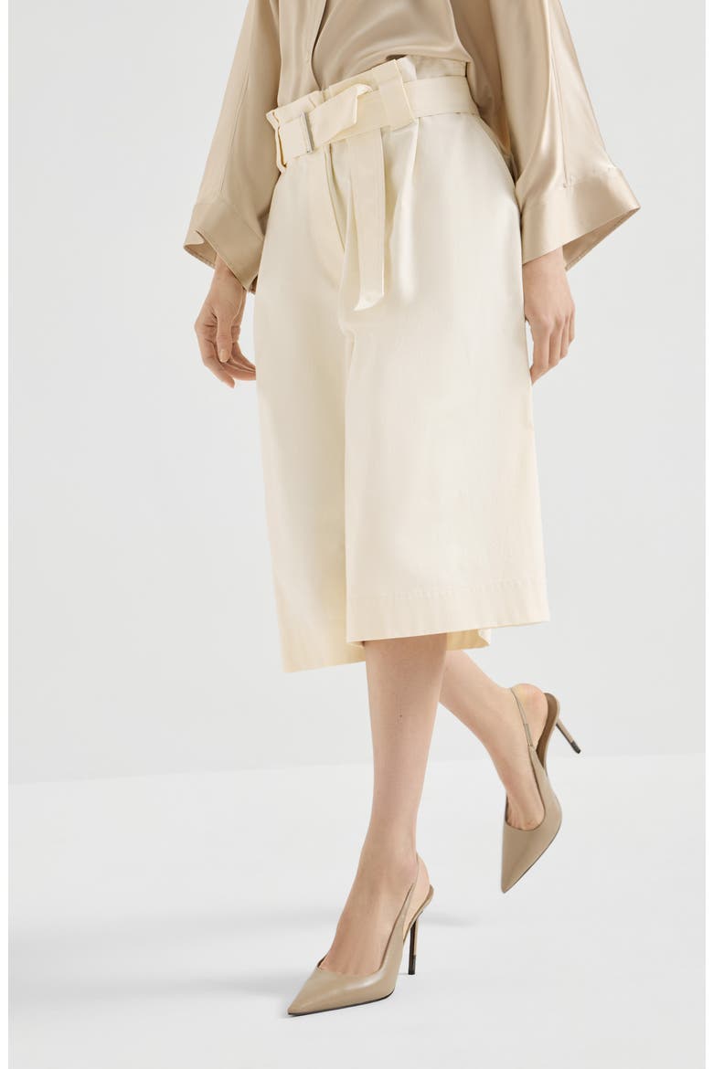 Paperbag Bermuda shorts, Alternate, color, White