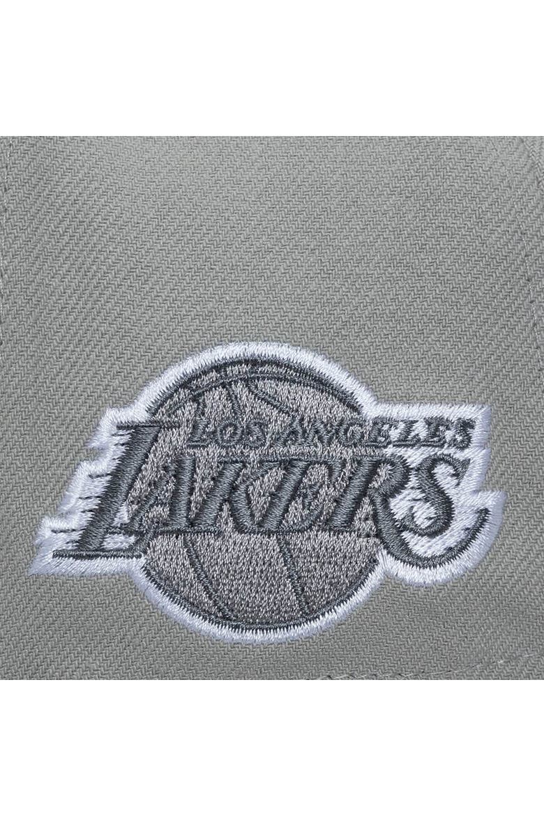 Men's Mitchell & Ness Gray Los Angeles Lakers Thunderstorm Head Coach Pro Crown Snapback Hat, Alternate, color, Gray