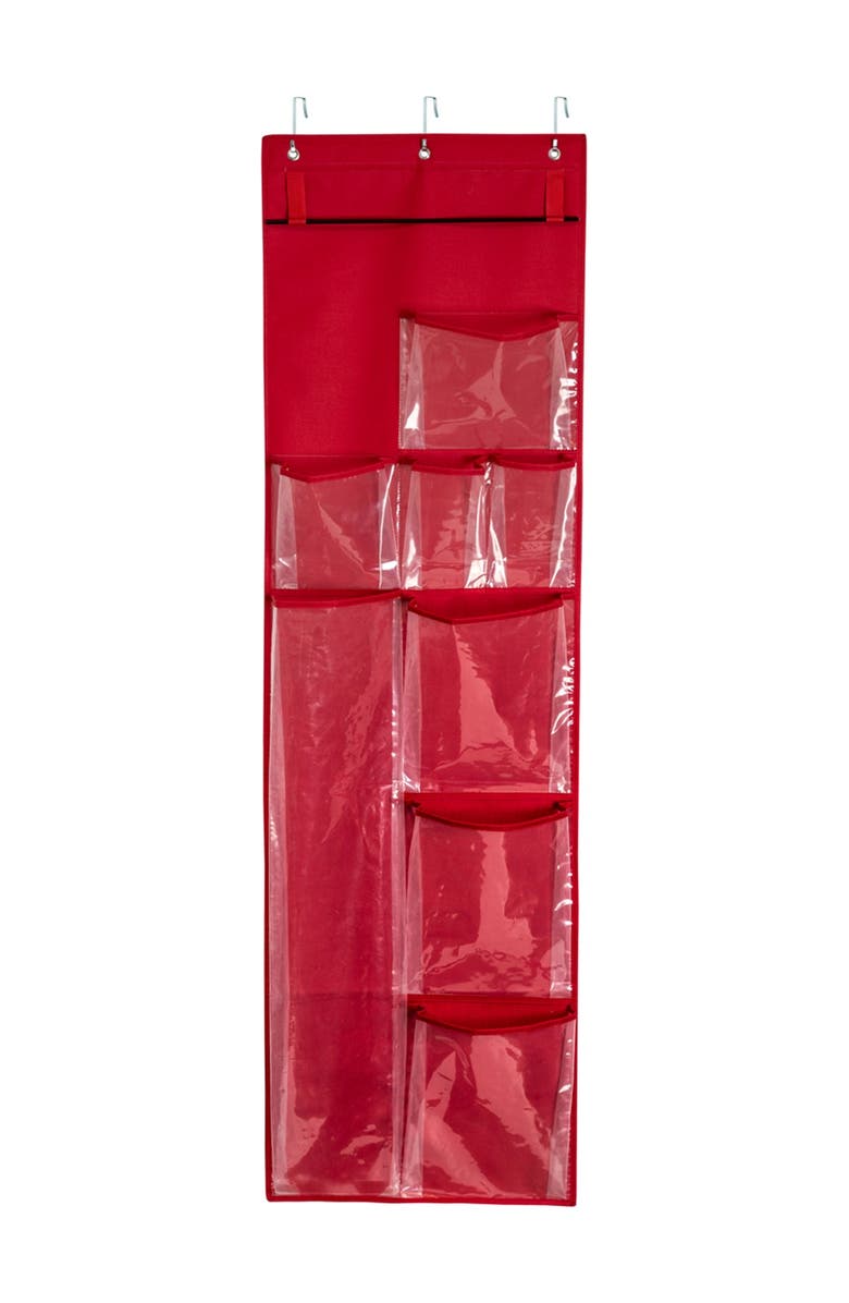 HONEY-CAN-DO Over the Door Holiday Wrapping Paper Organizer - Red, Alternate, color, 