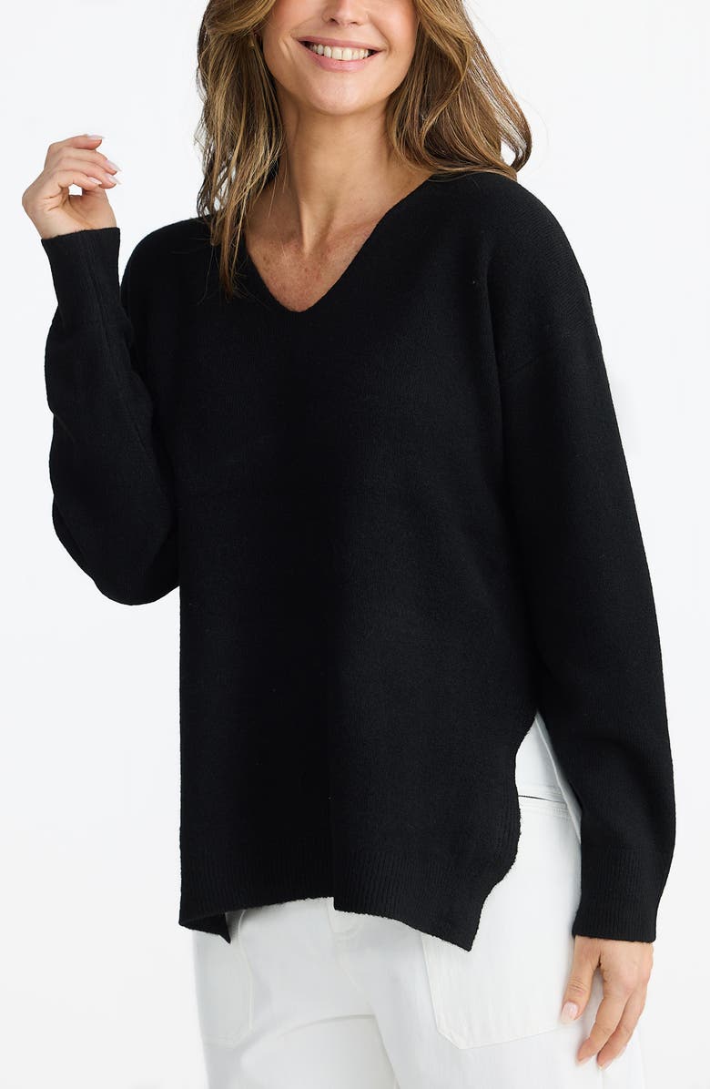 Brave+True Britney V-Neck Sweater, Alternate, color, Black