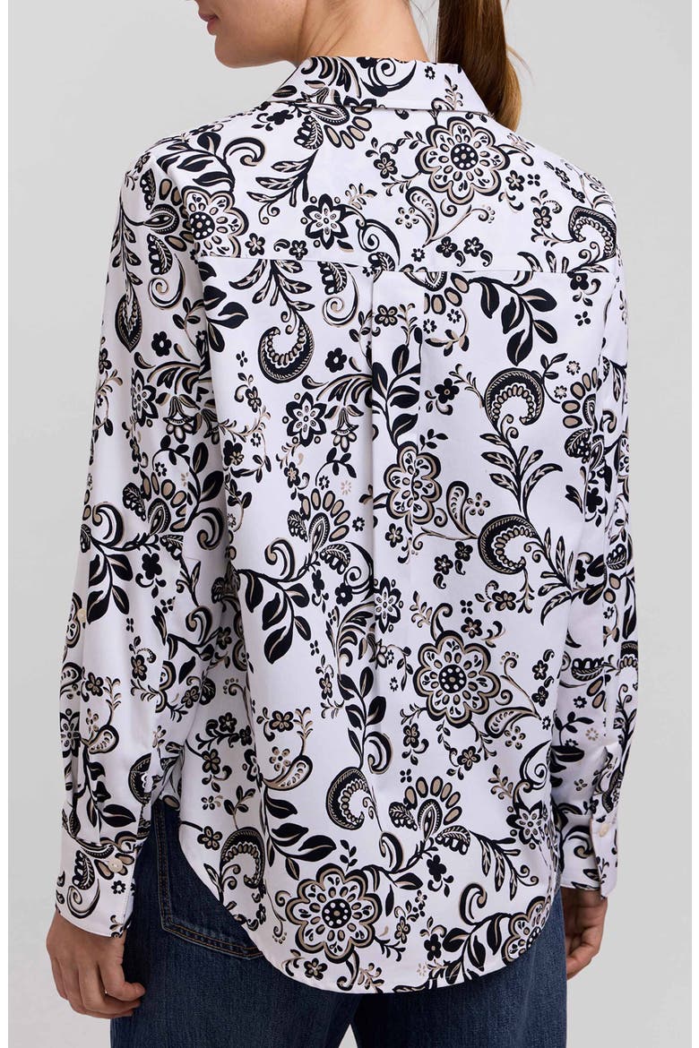 Margie Daisy Cotton Button-Up Shirt, Alternate, color, WHITE/ MULTI