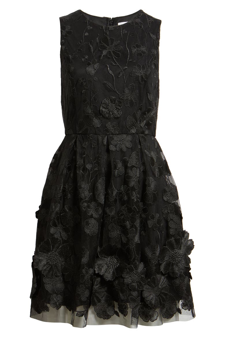 Floral Embroidered Minidress, Alternate, color, BLACK
