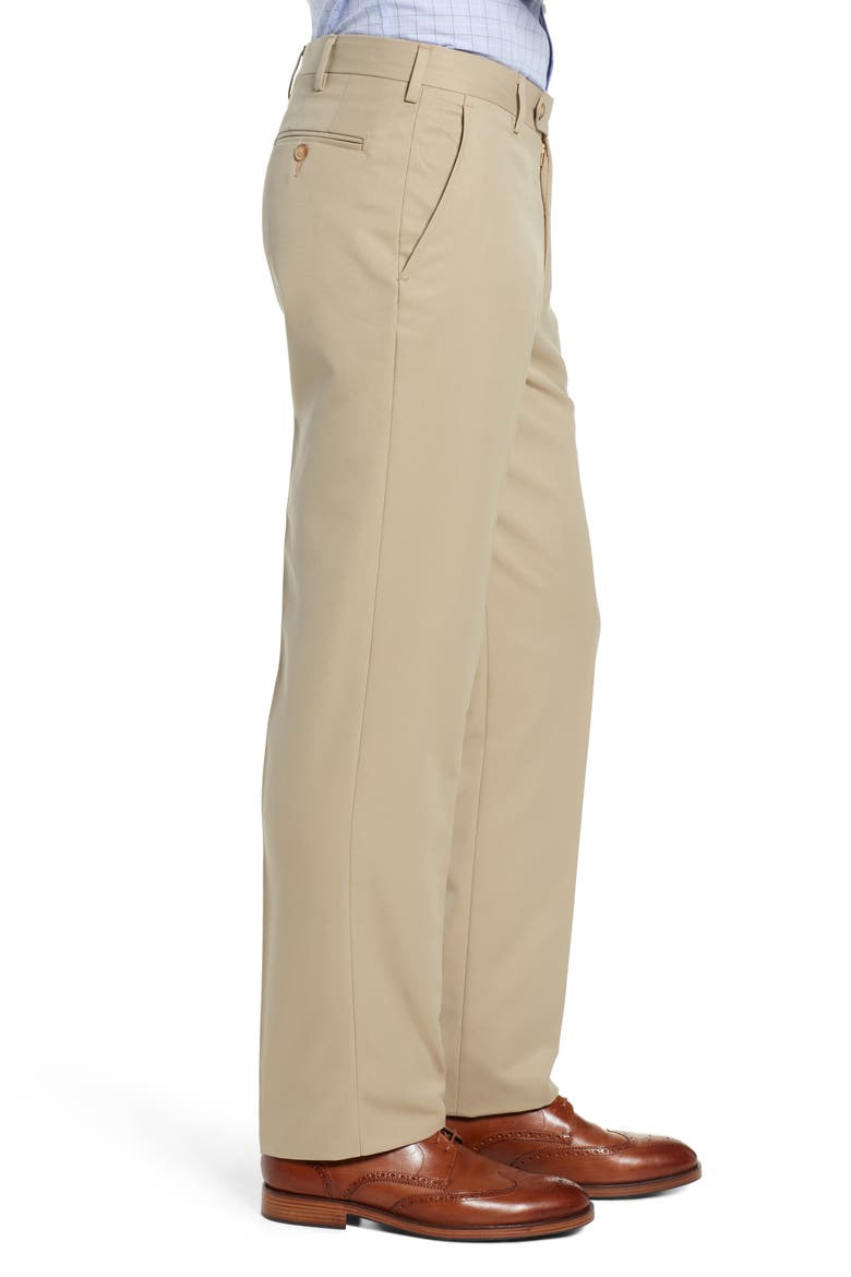 Classic Fit Flat Front Microfiber Performance Trousers, Alternate, color, TAN