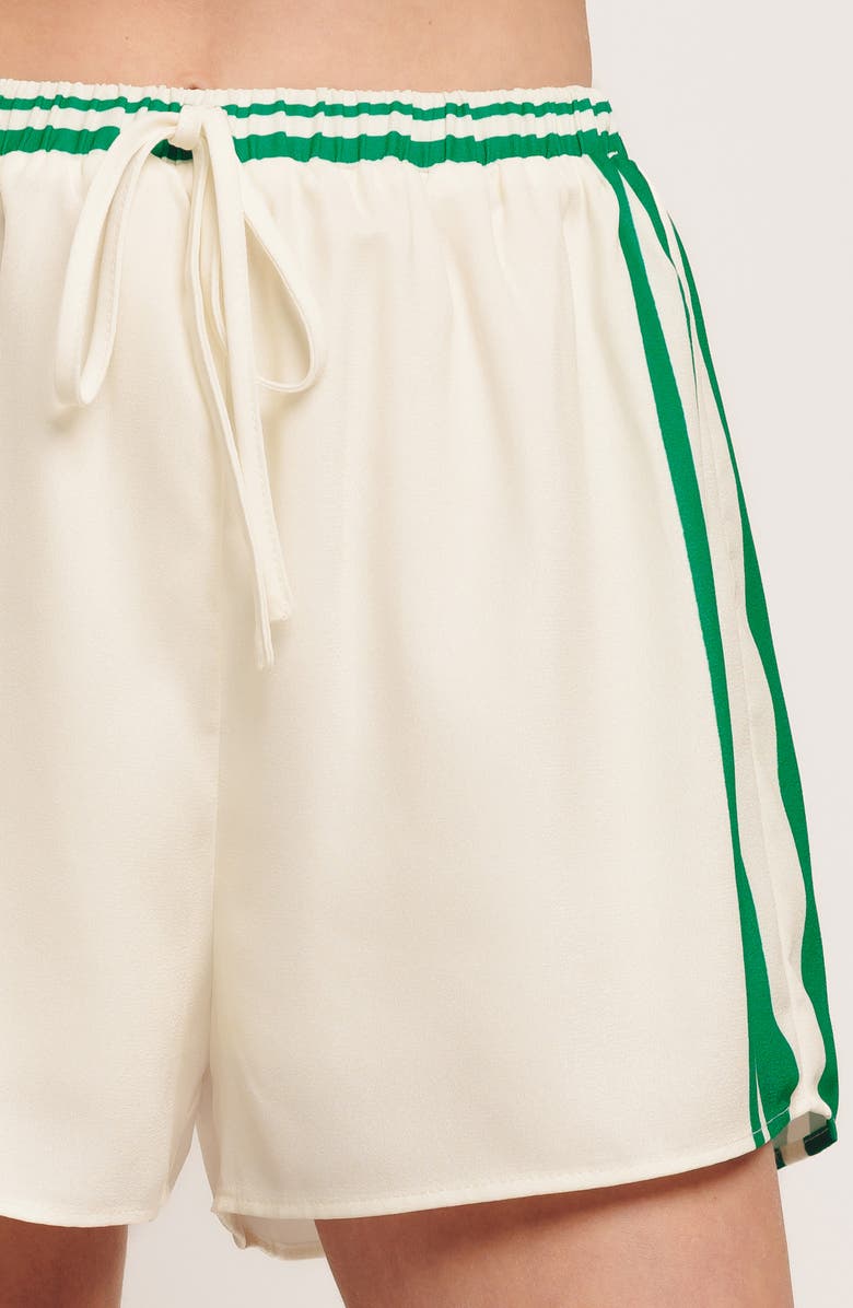 FLYING TOMATO Stripe Drawstring Shorts, Alternate, color, Ivory Green