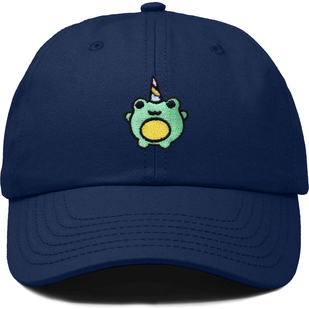 Dalix Froggy Unicorn Embroidered Cap In Navy Blue