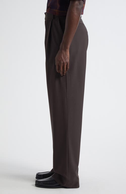 De Bonne Facture Wide-leg Pleated Super 130s Wool Trousers In Bark Brown