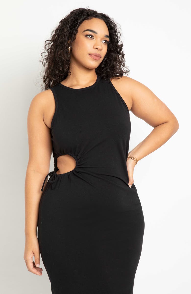 ELOQUII Cutout Detail Midi Dress, Alternate, color, 