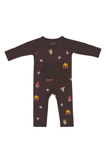 Kyte Baby Fungi Print Longall Romper In Brown