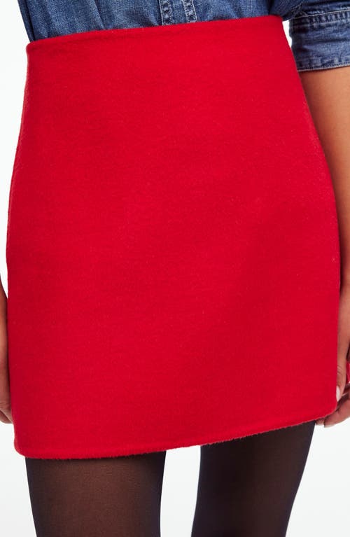 Madewell Double Faced Wool Blend Miniskirt In Bright Cherry